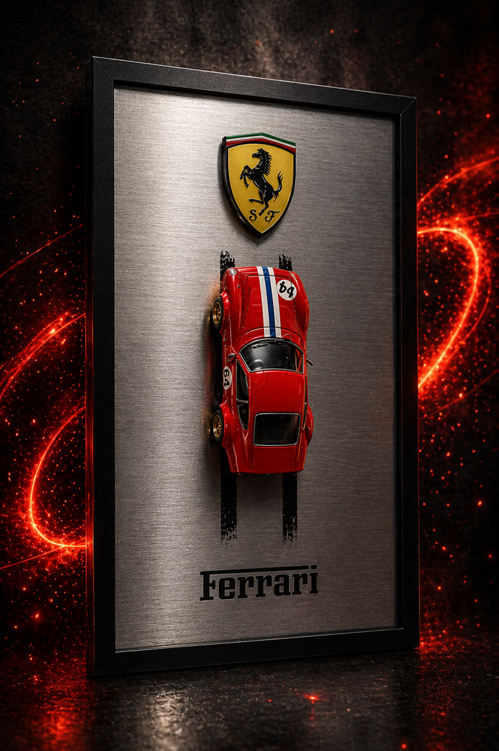Quadro Decorativo Ferrari 3D Premium – Miniatura em Alto Relevo | Gênios do Acrílico