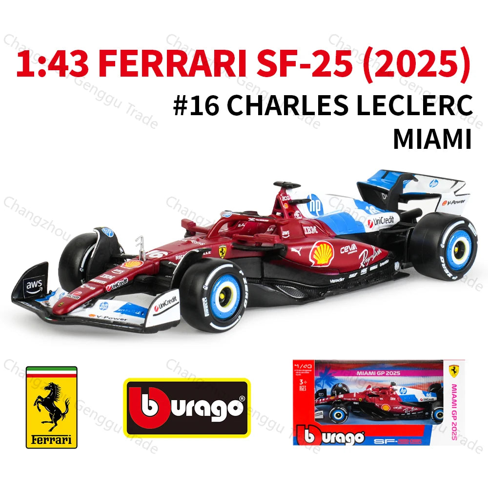 Bburago 1:43 2025 Ferrari SF25 RB21 W16 MCL39 AMR25 A525 F1 Racing Formula Car Static Simulation Diecast Alloy Model Car