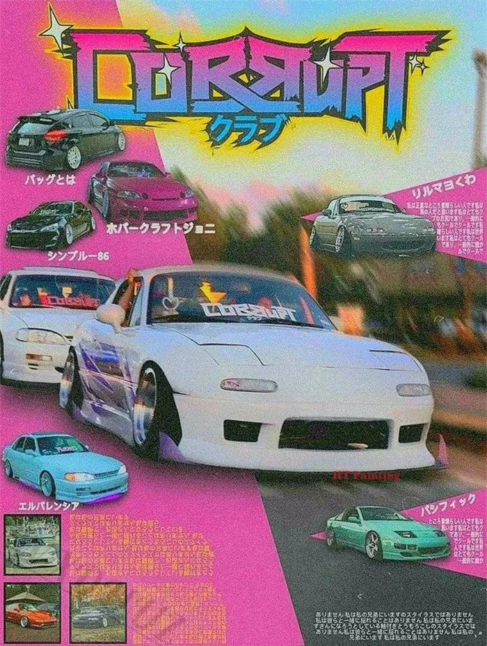 Poster Retrô JDM – Carros Japoneses dos Anos 80