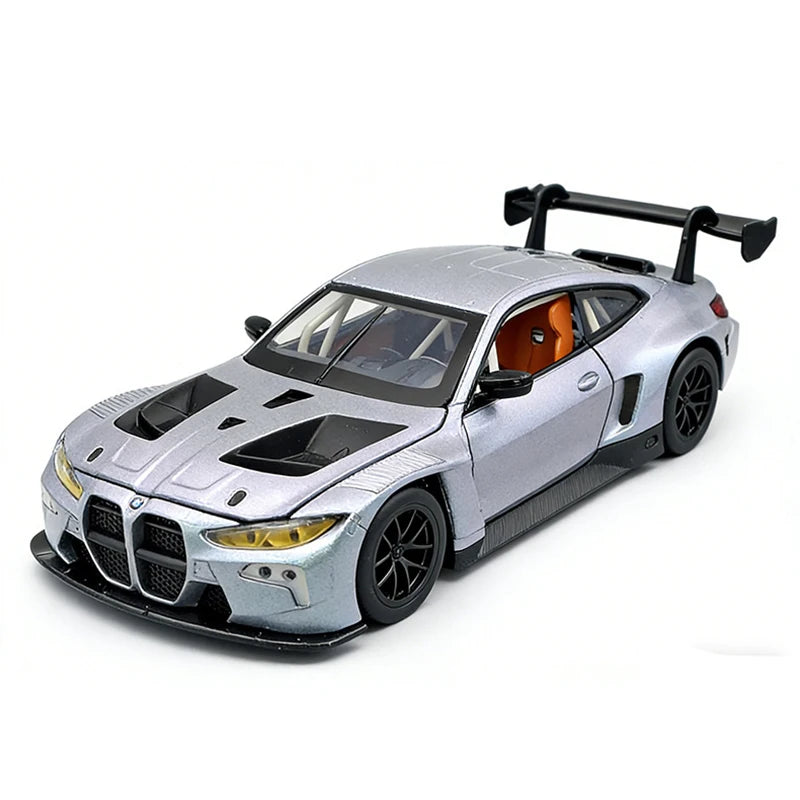 Miniatura BMW M4 GT3 1:24 – Edição Racing Premium em Metal com Som e Iluminação