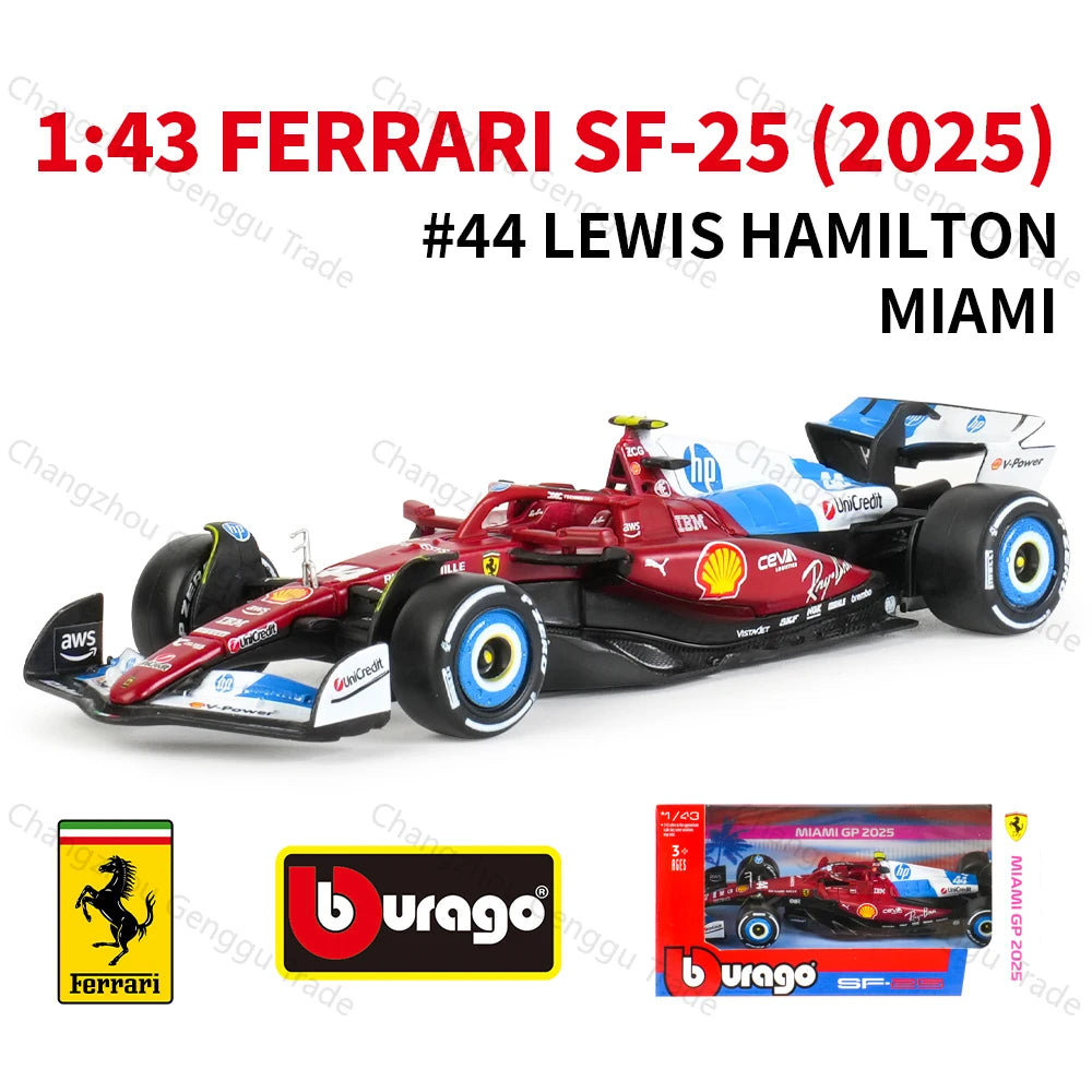 Bburago 1:43 2025 Ferrari SF25 RB21 W16 MCL39 AMR25 A525 F1 Racing Formula Car Static Simulation Diecast Alloy Model Car