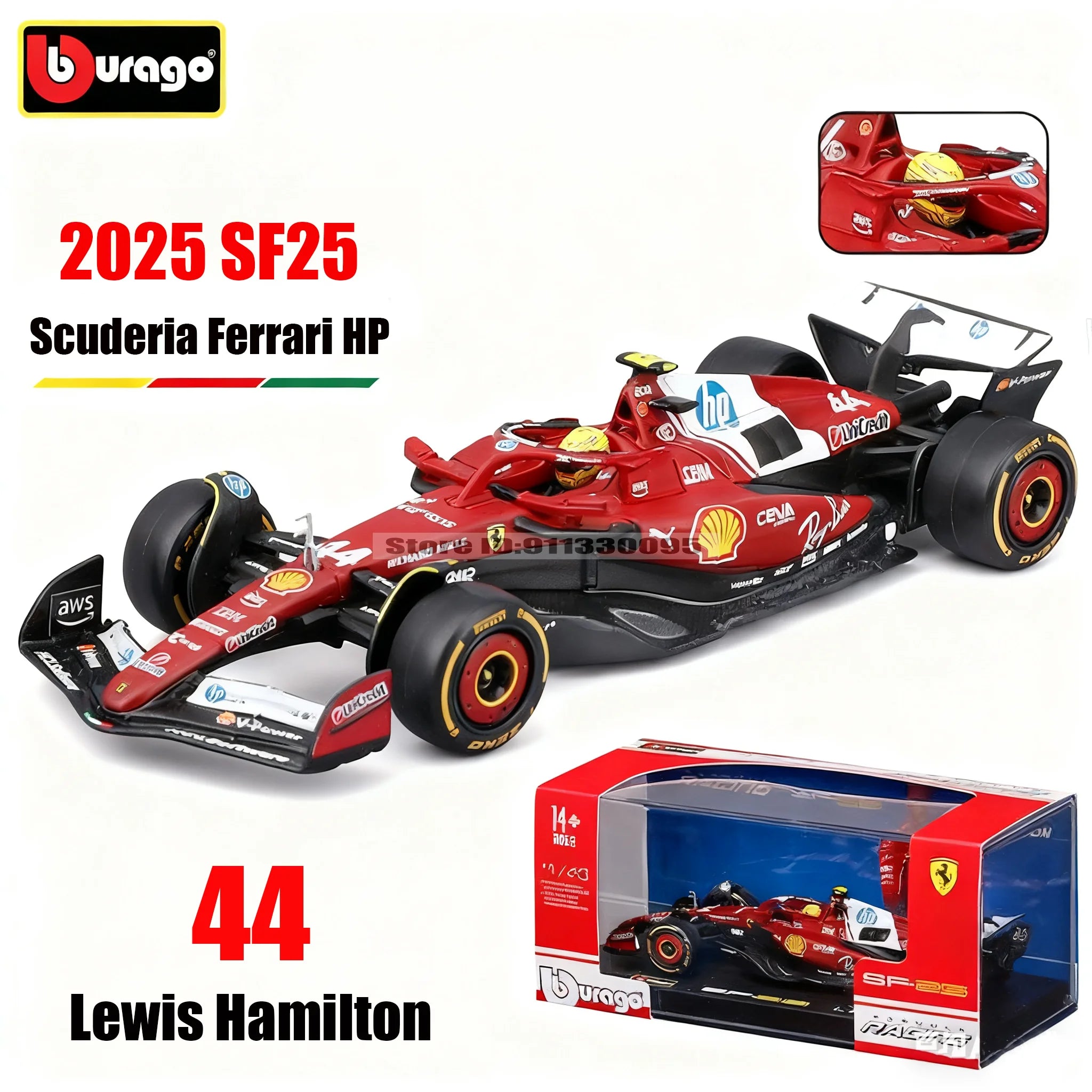 Bburago 1:43 F1 2025 Scuderia Ferrari HP SF25 #16 Charles Leclerc #44 Lewis Hamilton Alloy Car Die Cast Model Toy Collectible