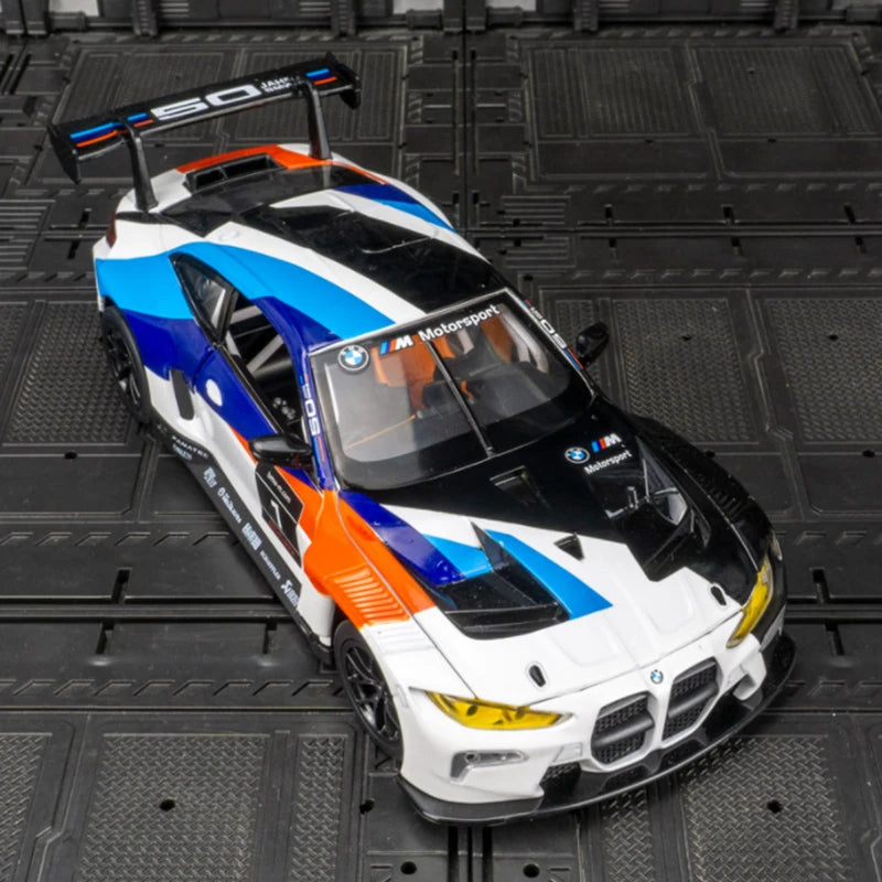 Miniatura BMW M4 GT3 1:24 – Edição Racing Premium em Metal com Som e Iluminação