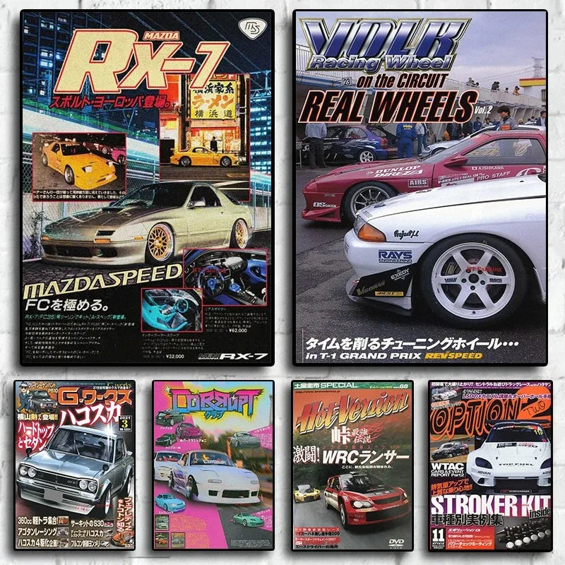 Poster Retrô JDM – Carros Japoneses dos Anos 80