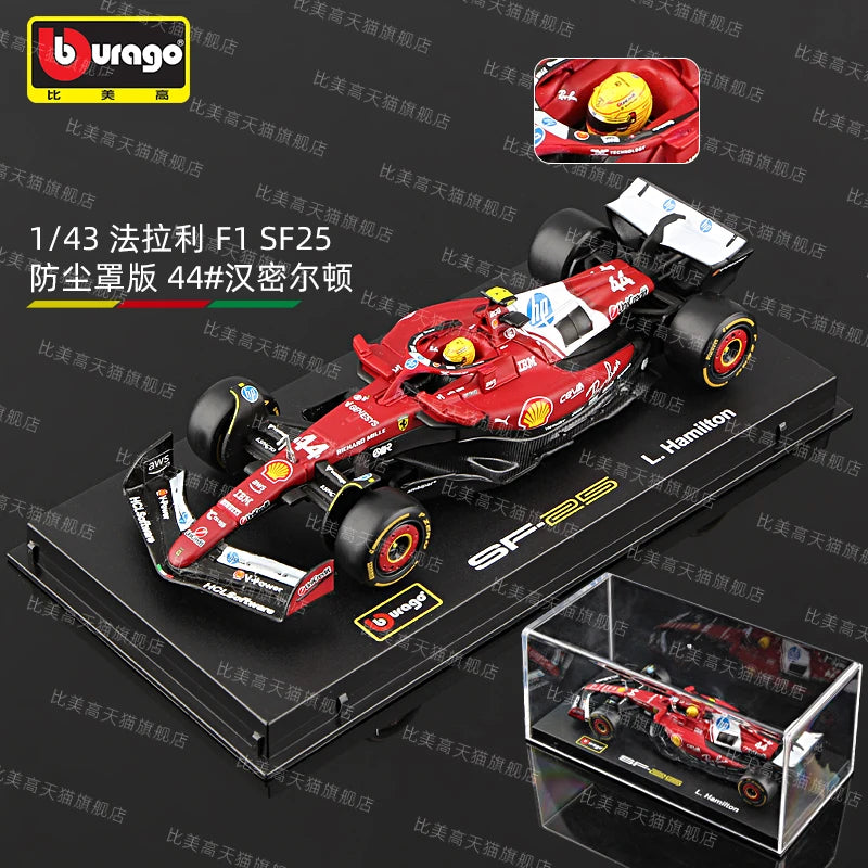 Bburago 1:43 F1 2025 Scuderia Ferrari HP SF25 #16 Charles Leclerc #44 Lewis Hamilton Alloy Car Die Cast Model Toy Collectible