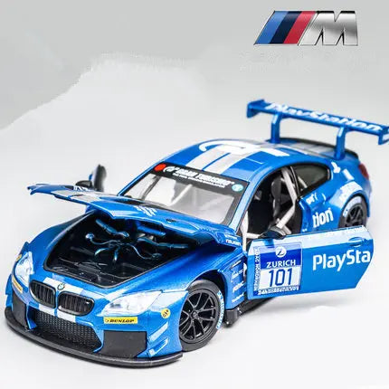 Miniatura BMW M4 GT3 1:24 – Edição Racing Premium em Metal com Som e Iluminação